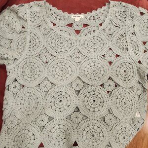 New Olive Green Crochet Top – Size M – Never Worn